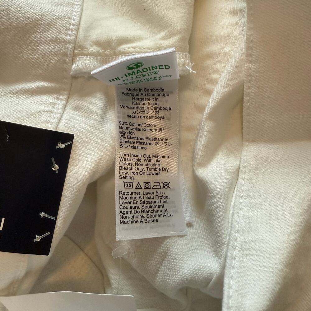 j. crew factory wide-leg crop jean all-day stretch seashell white br051 women 32 - Picture 4 of 5